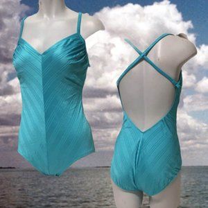 sz M L vintage robins egg blue striped chevron one